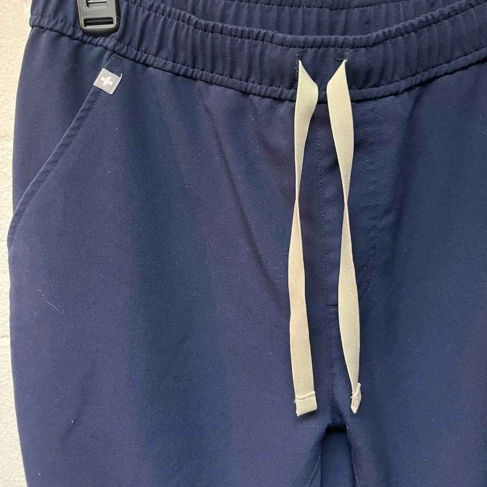 Figs Blue Joggers with Elastic Waistband and Tapered Legs